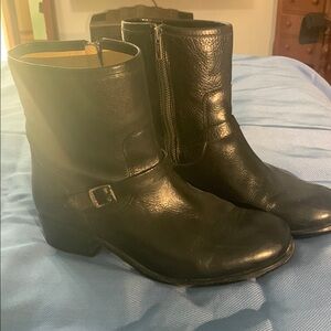Frye black boots with zipper and short heel. Gently worn.